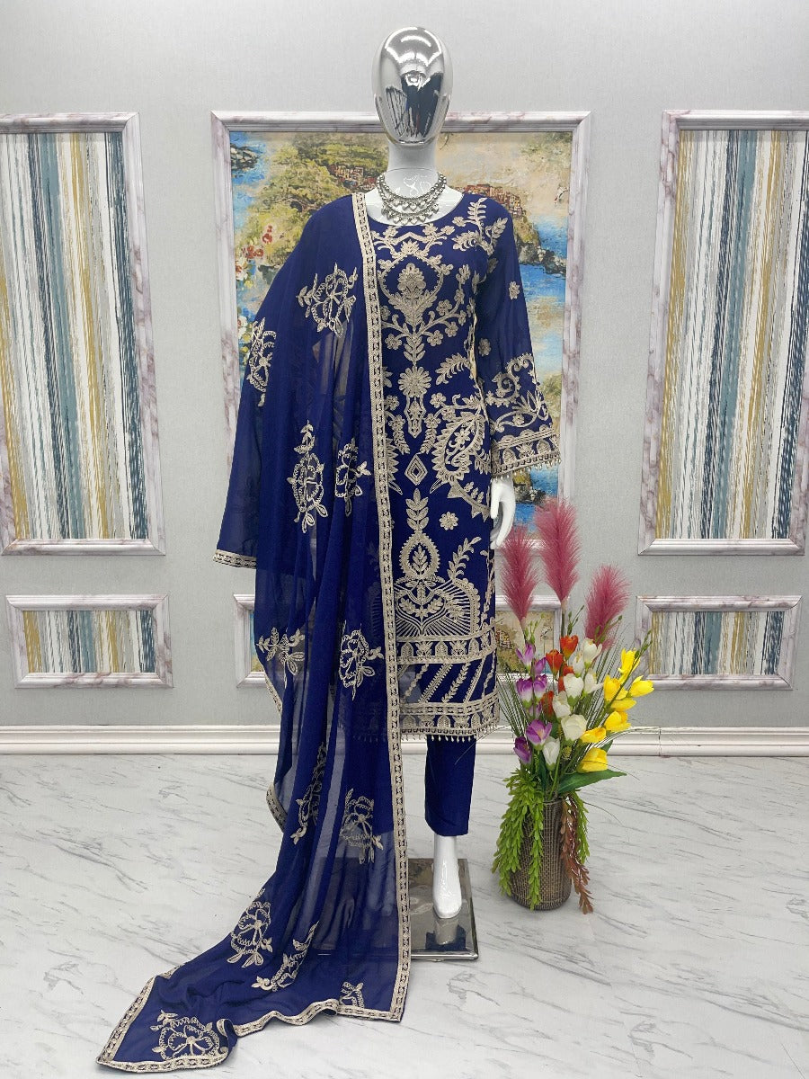 Launching New Designer Wedding Wear Look Fancy Kurti-Bottom & Dupatta Set.