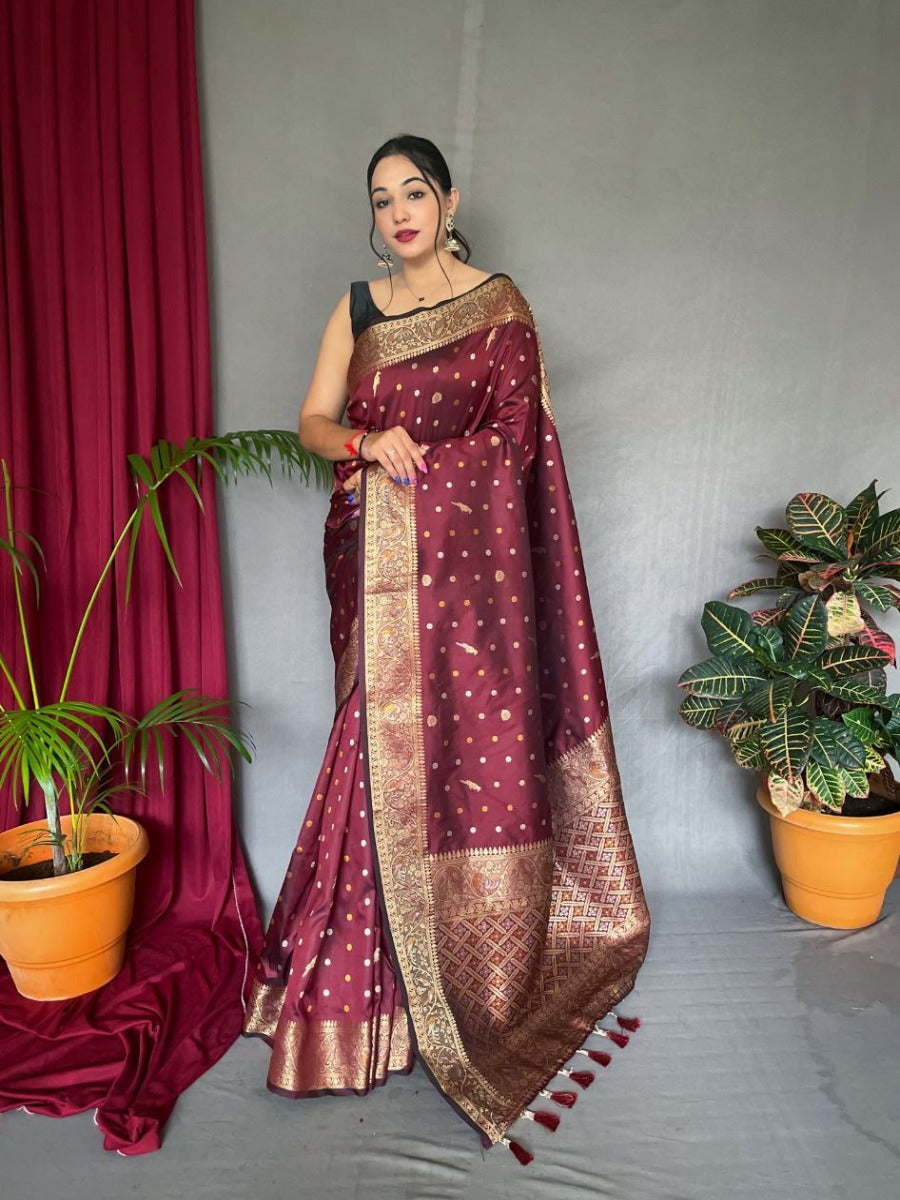 Buy VASTRALIA Women's Kanjivaram Pure Soft Silk Blend Saree comes with  blouse piece at Amazon.in