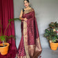 PRESENTING PURE SOFT SILK SAREE WITH COPPER AND GOLDEN ZARI WEAVED BORDER.