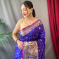 Pure soft silk kanchipuram saree with silver and gold zari weaved.