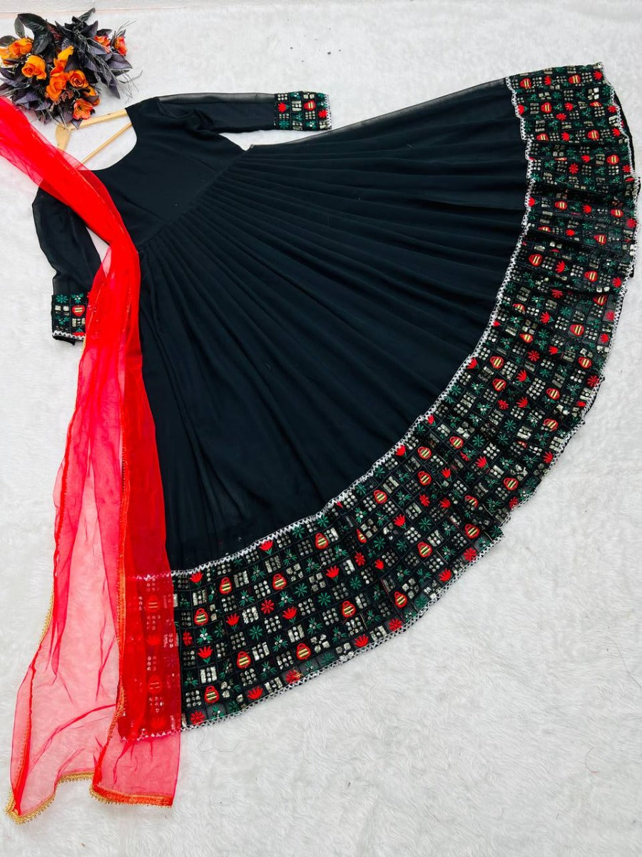 Black Color Beautiful Work Border Gown