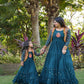 Trending Mom & Daughter Blue Embroidered Work Gown