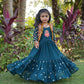 Trending Mom & Daughter Blue Embroidered Work Gown