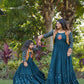 Trending Mom & Daughter Blue Embroidered Work Gown