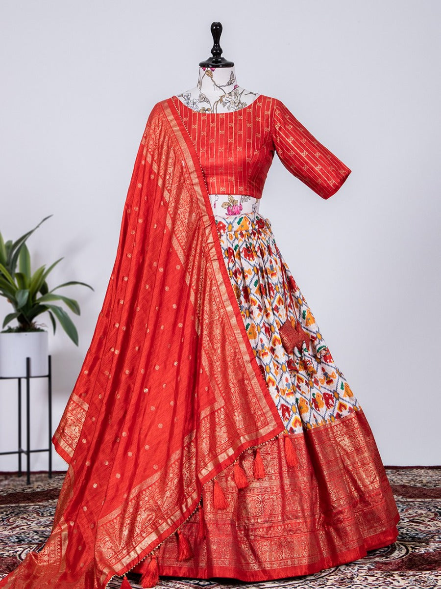 Launching Designer Wedding Wear Look Paired Patola Print Lehenga Choli With Foil Printed Dupatta.