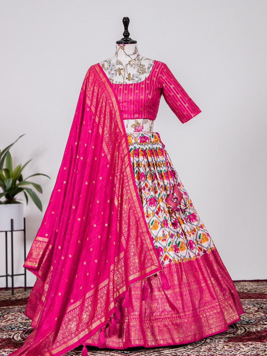 Launching Designer Wedding Wear Look Paired Patola Print Lehenga Choli With Foil Printed Dupatta.