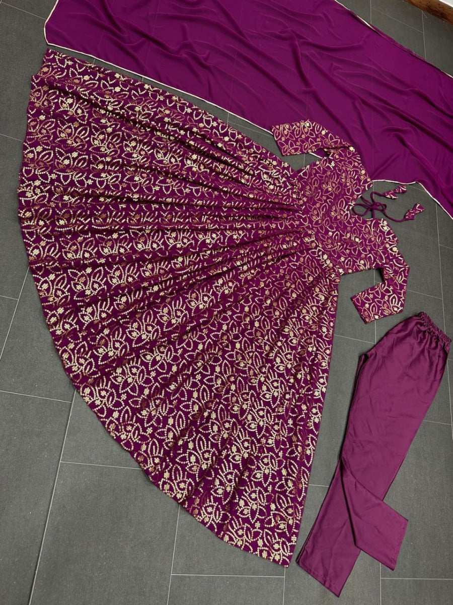 Launching Designer Wedding Wear Look Faux Georgette With Thred & Sequnce Work Fancy Kurti-Pent & Dupatta Set.